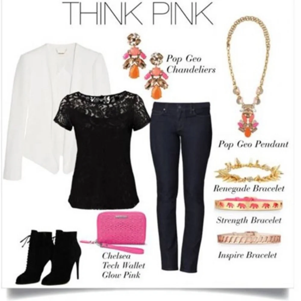 :: S&D๐๐ฆGeo POP Pink/Orange Pendant Necklace - Picture 7 of 9